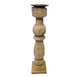 Świecznik drewniany w starym stylu 40cm